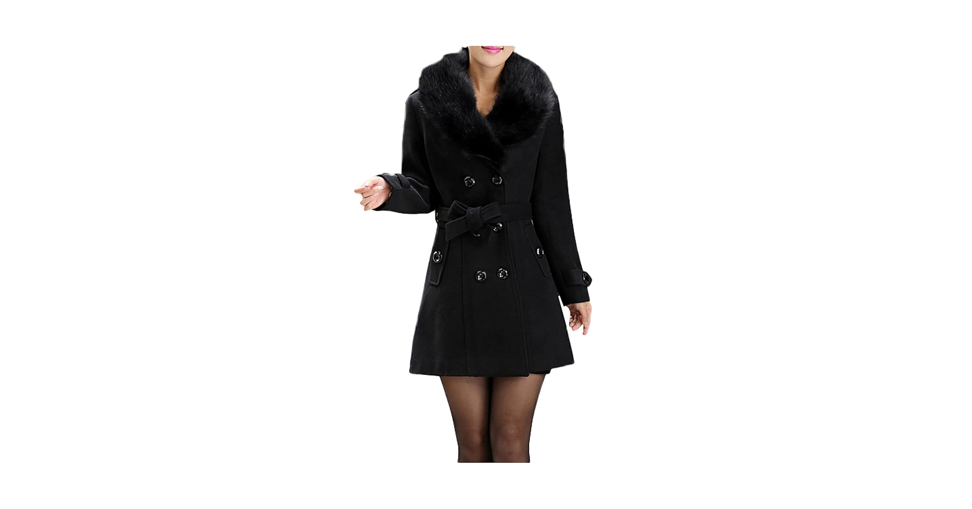 Amazon.com: tuduoms Women's Belted Trench Coat with Faux Fur